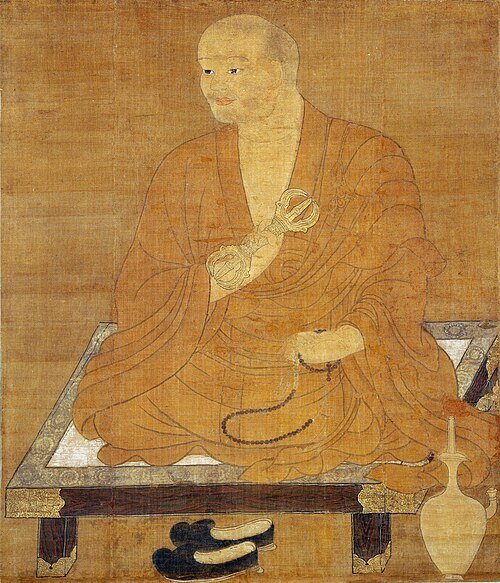 4rth in the list of 13 famous monks - 
Painting of Kūkai, from a series of artworks entitled Shingon Hassozō (The Eight Patriarchs of Shingon). Japan, Kamakura Period, 13th-14th century.