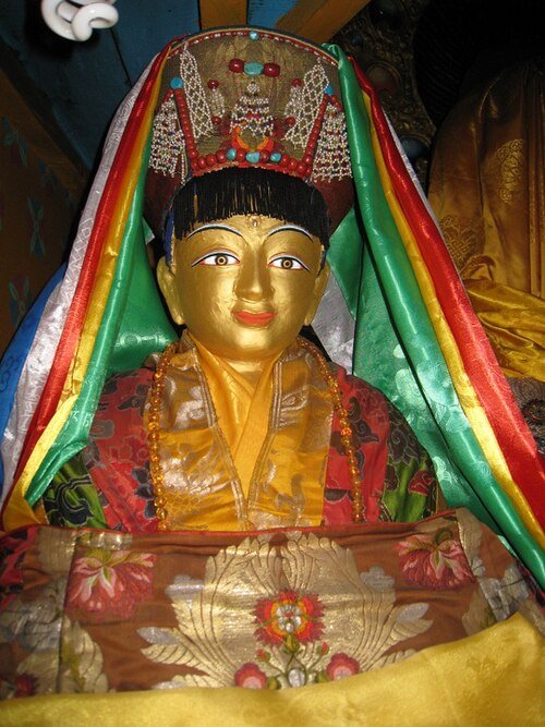 13th in the list of 13 famous monks - A famous statue of Milarepa self made by Milerapa's root student Bhu Rechungpa which later belonged to Nyanang Phelgyeling Monastery, Tibet and now is in Phelgyeling Monastery, Nepal.
