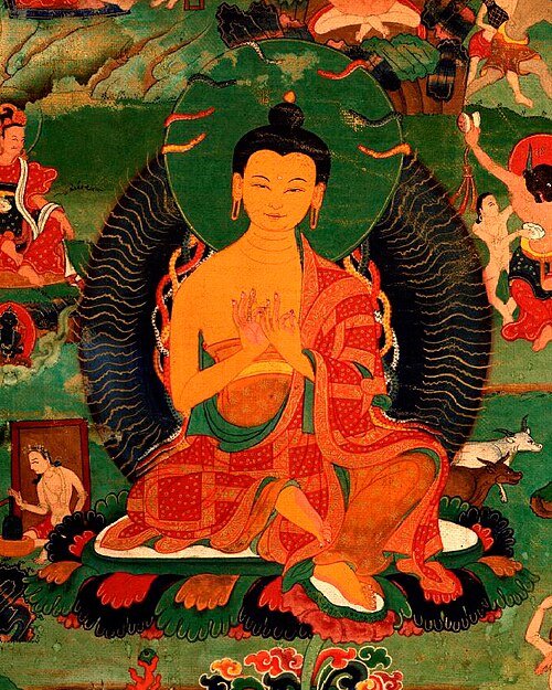 The very first famous monks in the 13 list - Nagarjuna with Thirty of the Eighty-four Mahasiddhas (cropped)

