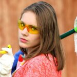 Girl, Goggles, Mop image