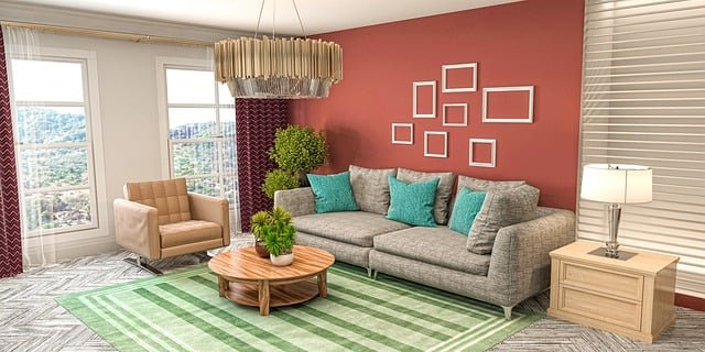 Living Room, decor, interior illustration