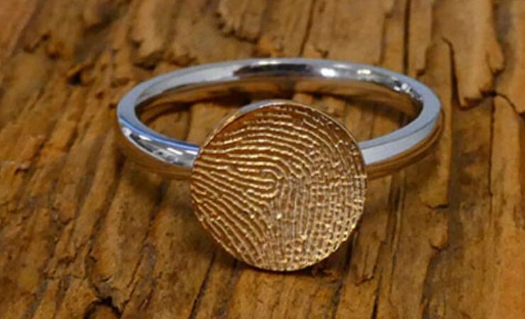 Mini Fingerprint Ring White Yellow Gold edited by trickligns.com