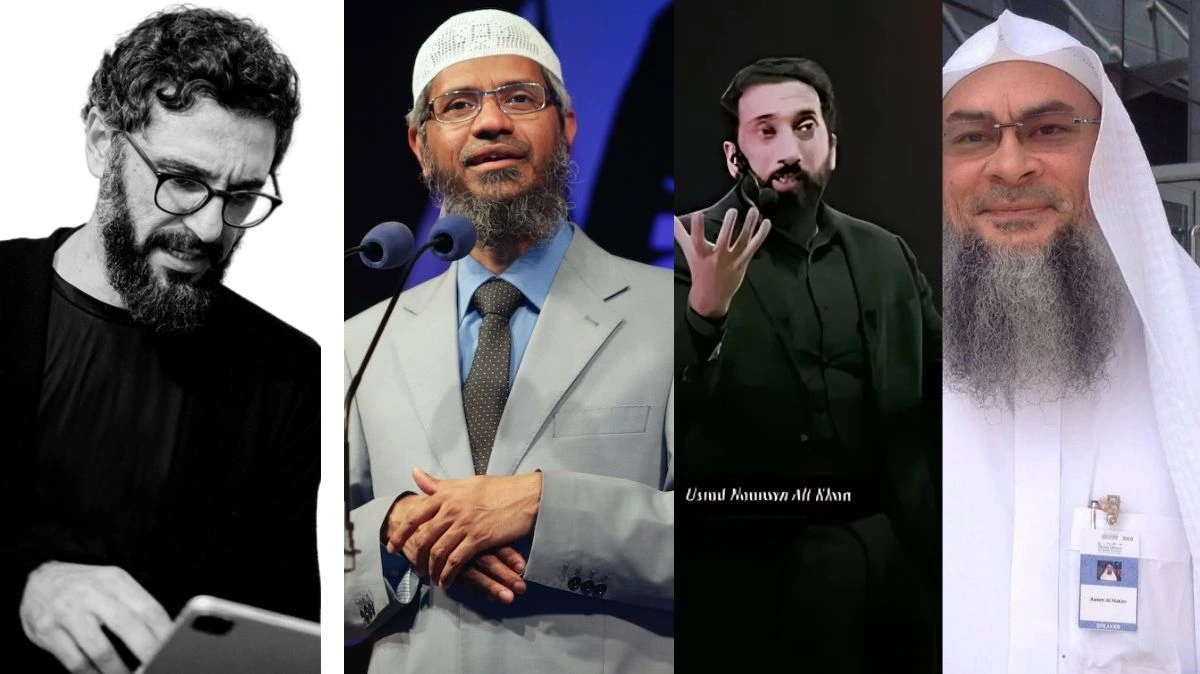 four different Muslim scholar with different beard length and Mustache