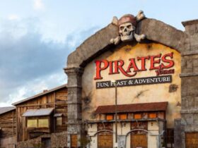 Pigeon Forge, TN, USA - April 12, 2024: Pirates Voyage Dinner and Show is a pirate-themed dinner theatre for the whole family located in downtown Pigeon Forge, TN.