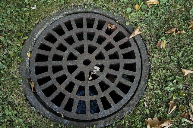 Sewer cover, Iron grate, Steel image.