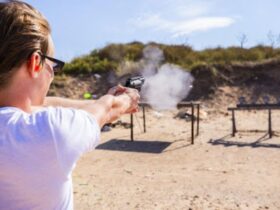 Women is doing Dry fire systems training in hot weather