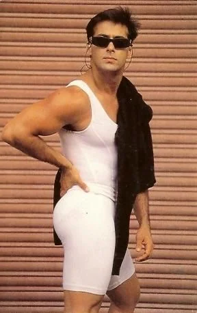 Weird funny pictures of a man posing in tight outfits with over-the-top expressions — funniest weird pictures from Bollywood archives.