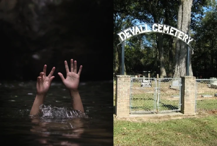 the image represent 3 brother drowning representation, as its not exactly those three brother, image also include Devall Cemetery grave yard which is located in Baton Rouge, East Baton Rouge Parish, Louisiana, USA.