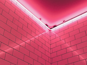 Hidden LED lighting in modern interior design with pink fixture