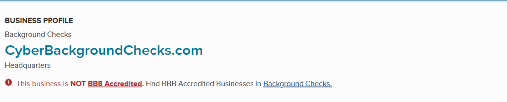 CyberBackgroundChecks.com
 BBB rating of ‘F’ - Image by tricklings.com