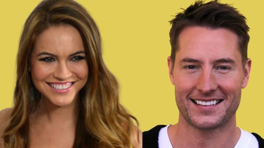 Chrishell Stause and Justin Hartley combined portrait, created from Wikimedia CC BY-SA 2.0 photos