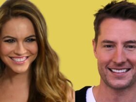 Chrishell Stause and Justin Hartley combined portrait, created from Wikimedia CC BY-SA 2.0 photos