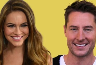Chrishell Stause and Justin Hartley combined portrait, created from Wikimedia CC BY-SA 2.0 photos