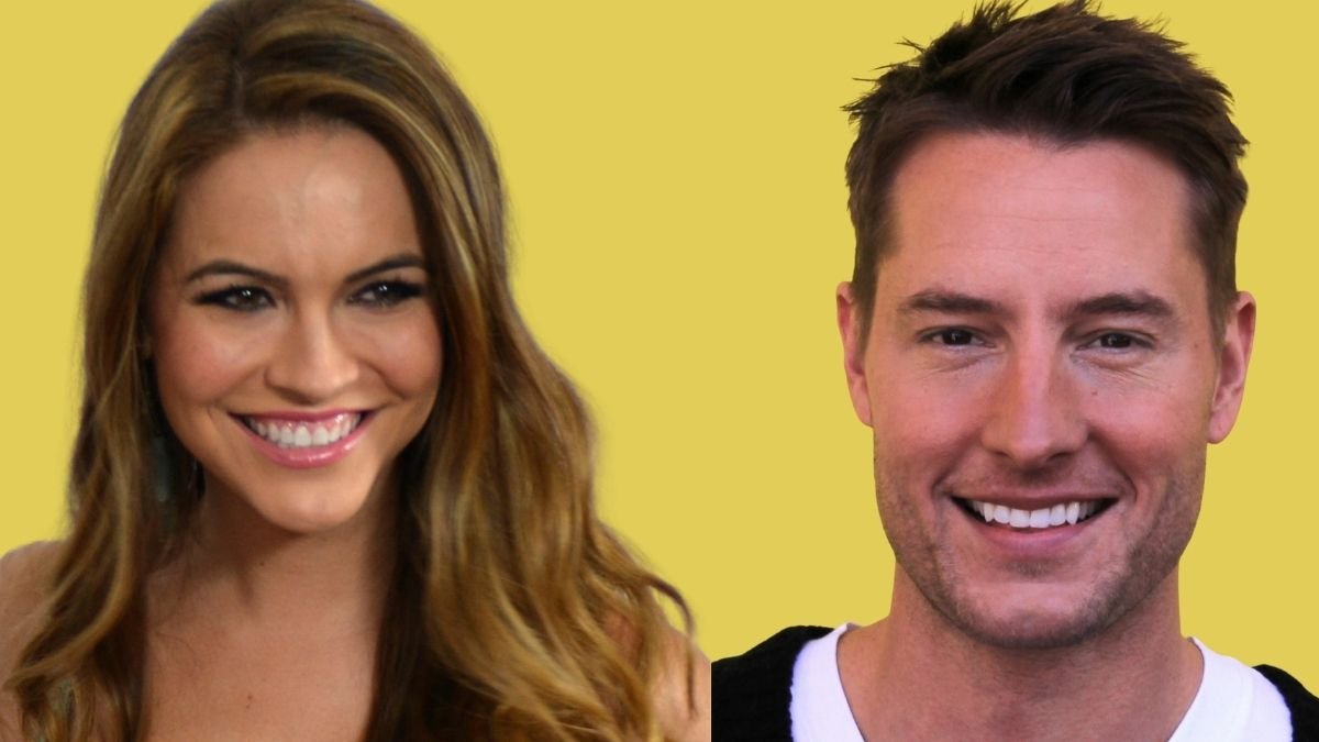 Chrishell Stause and Justin Hartley combined portrait, created from Wikimedia CC BY-SA 2.0 photos