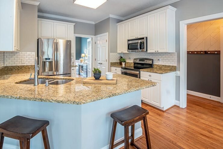 A modern kitchen interior showcasing stylish home updates that enhance curb appeal.