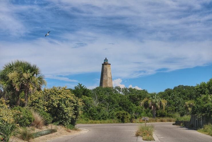 Peaceful house on Bald Head Island under a blue sky