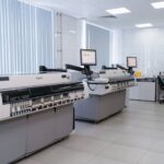 Modern digital printing equipment in a lab