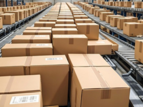 warehouse industrial used containers illustration